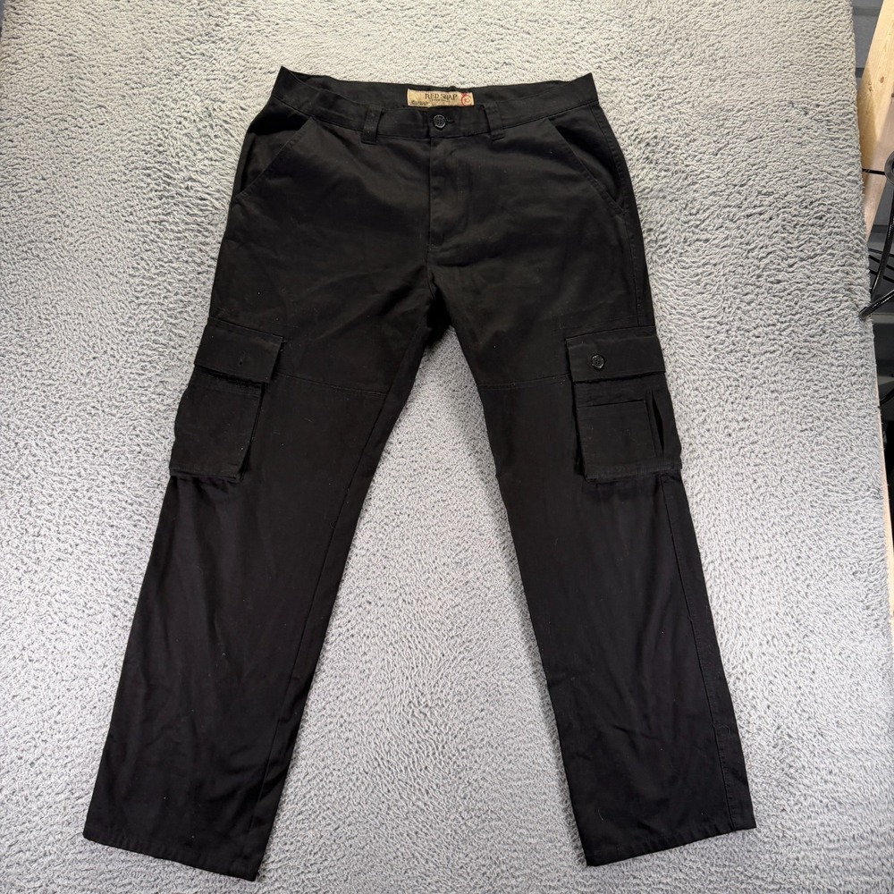 Red Snap Pant Mens 36x32 Black Cotton Cargo Straight Workwear Utility Technician